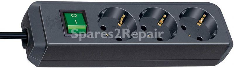BRENNENSTUHL Three-way Plug Adaptor ECO-LINE THREE-WAY PLUG ADAPTOR + SWITCH, BLACK, 5M