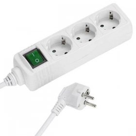VIVANCO Three-way Plug Adaptor EBLS 3W3 THREE-WAY PLUG ADAPTOR + SWITCH, 3M