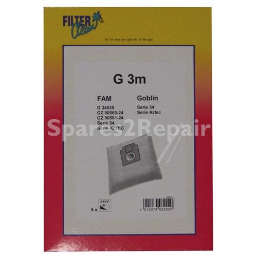 Filterclean Vacuum Cleaner Bags - G3m Fl0084-k Dust Bags X 5