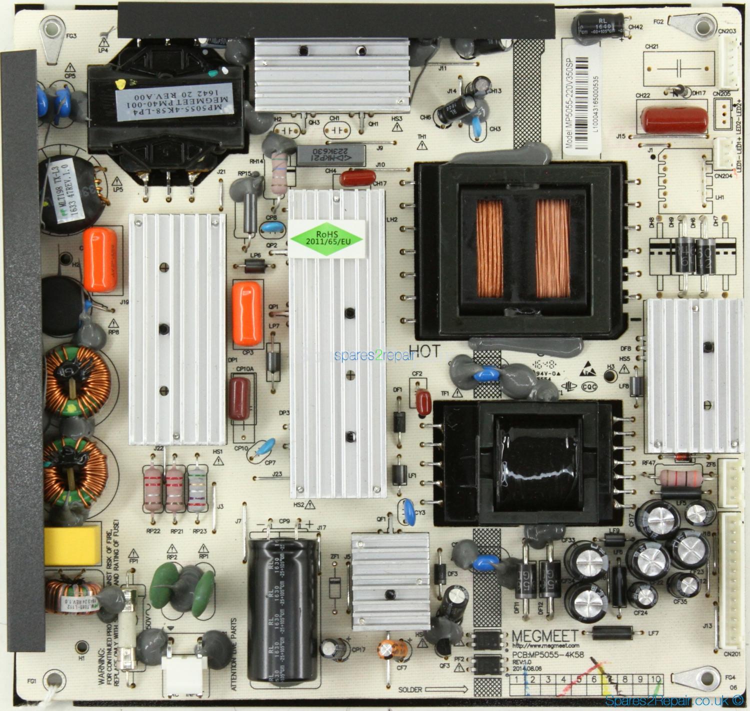 Sharp LC-55CFG6352K - Power Supply - MP5055-220V350SP - MP5055-4K58 - REV:1.0